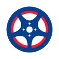 Black icon of an angled tyre